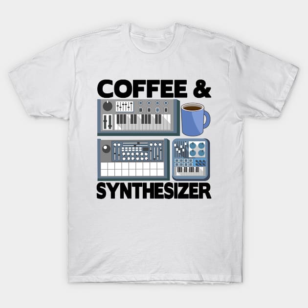 Analog Modular Synthesizer and Coffee Synth Vintage Retro T-Shirt by Kuehni